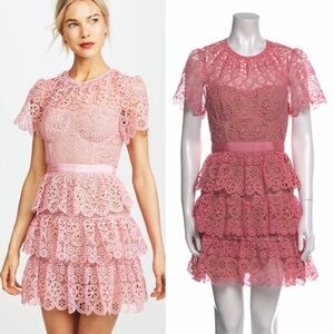 Self Portrait Lace Pattern Mini Dress